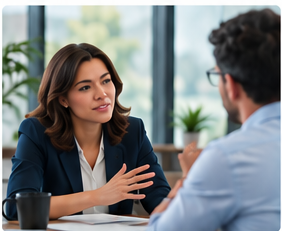 Chief Strategy Officer being interviewed during the Assess phase